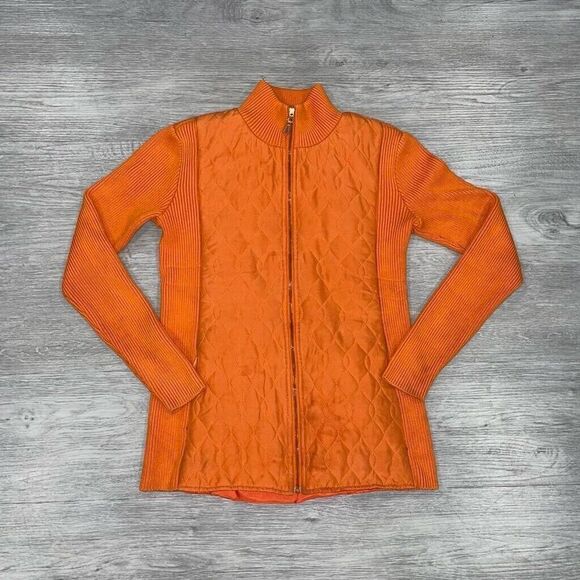 J McLaughlin Jacket Women's Small Full Zip Puffer Hybrid Knit Sweater Quilted - Picture 1 of 16